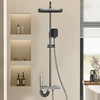 Bathroom Thermostatic Exposed Shower Mixer 3 heads Large Square Bar Set Chrome