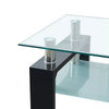 Black Glass Coffee Table 2 Tier With Shelf Rectangle MDF Legs Livingroom Modern