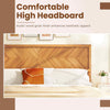 Single Size Bed Frame Acacia Wood Platform Bed w/ Headboard Caramel