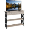 Console Sofa Table with 2 Open Shelves & Drawer Hallway Table Grey Retro Style