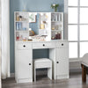 White Dressing VanityTable Wood Makeup Desk with LED Mirror 3 Drawers Stool UK