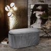 78cm Grey Storage Stool Footstool Chair Seat Oval Ottoman Pouffe Lidded Box Deco