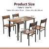 5 Piece Dining Table and Chairs Set Metal Wood Compact Set Table+4 Chairs Brown