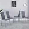 4x Grey Faux Leather Dining Chairs&White Marble Tempered Glass Dining Table Set