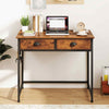 Computer Desk Home Office Desk with 4 Hanging Hooks-Coffee