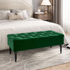 4FT Velvet Green Stool Storage Bench Chic Button Tufted Bedside Seat End Hallway