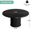 120cm Round Dining Table for 4-6, Modern Kitchen Table with Fluted Round Base