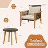 3 Piece Garden Furniture Set Patio Wicker Woven Chair Set with Coffee Table