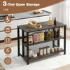 3-Tier Bar Table Breakfast Dining Table Kitchen Island Table with Open Shelves