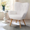 Accent Chair Teddy Velvet Tufted Wing Back Armchair Club Chair With Wood Legs