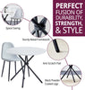 Dining Table Set, Small Round White Marble Effect Kitchen Table & 2 Grey Chairs