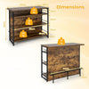 Industrial Wine Bar Cabinet Kitchen Storage Sideboard W/ Wine Rack-Coffee
