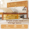 Single Size Bed Frame Acacia Wood Platform Bed w/ Headboard Caramel
