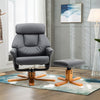 PU Leather Swivel Recliner Armchair with Footstool and Adjustable Backrest Grey
