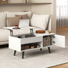 Living Room Table Pull up Coffee Table with Hidden Compartment-White