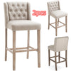 2 pcs Bar Stools Breakfast Kitchen Counter High Stools Wood Legs Barstools Beige