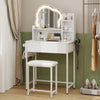 LED Lighted Dressing Table Cloud Shape Mirror Makeup Vanity Desk Space Saving