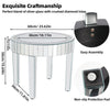 Elegant Round Mirrored Coffee Table with Crystal Inlay Bling Silver Accent Table