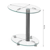 2 Tier Modern Clear Glass Beside Table Coffee Sofa Snack Laptop Table Oval Shape