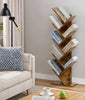 Tree Bookshelf 9 Tier Free Standing Tree Wood Shape Desk Bookcase Display Rack