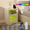 Bedside Table RGB LED 4 Tier Storage Cabinet Nightstand with Charging Station
