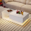 Coffee Table with LED Light, High-Gloss White With Drawer Living Room Furniture