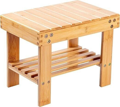 Bamboo Small Stool for Kids or Adults Foot Rest Shaving Step Stool with Storage