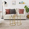 Round Side End Table Gold Nesting Table with Glass Top for Living Room/ Bedroom
