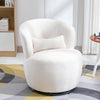Swivel Chair Teddy Fabric Upholstered Rotating Armchair Sofa Accent Tub White US
