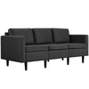 3-Seater Sofa 189CM For Living Room Fabric Upholstered Couch, Black
