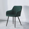 2X Green Dining Chairs Velvet Fabric Armchairs ＆ Metal Legs Kitchen Modern