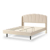 LED Upholstered Bed 5ft King Size Bed Platform Bed frame Wood slat support Beige