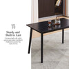 Rectangular Black Solid Rubber Wood Dining Table Round Edge Dining Room Kitchen