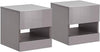 Pair of Wall Mounted Floating Bedside Tables with LED Lights & Storage Cupboard