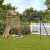 Playhouse Climbing Frame with Swings Climbing Wall Kids Solid Wood Pine