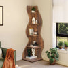 Modern 5-Tier Wall Corner Bookshelf Bookcase Brown