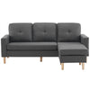 Modern L-Shaped Corner Sofa with Footstool Fabric 2 3 Seater Sofa Couch Grey