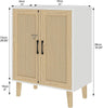 Wood Sideboard Buffet Storage Cabinet Cupboard with 2 Doors Rattan Decorating UK