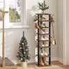 Shoe Rack Wooden, Tall 28 x 28 x 113 cm, Rustic Brown + Black