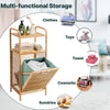 Tilt-out Laundry Hamper Space-saving Bamboo Wood Laundry Shelf Laundry Hamper