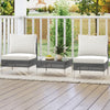 3 Pieces PE Rattan Conversation Set Patio Furniture Set White