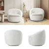 360° Swivel Cuddle Armchair White Teddy Fabric Upholstered Tub Chair Accent Sofa