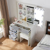 White Large Dressing Table Set with LED Lighted Mirror Vanity Makeup Desk,Stool