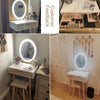 Dressing Table Vanity Set Make up Desk with Dimmable LED Light Mirror Stool Wood
