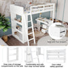 Single Solid Pine Wood Loft Bed Frame High Sleeper Bunk Bed Study Desk Cabin Bed
