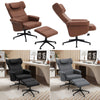 Home Office Swivel Chair Chenille Recliner Sofa Chairs Lounge Armchair Footstool