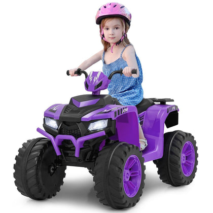 24V Ride on Quad ATV 4-Wheeler Ride-On Toys w/ LED Lights(Purple)