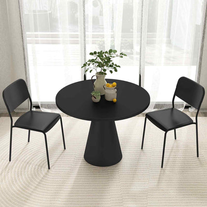 4 pcs Stackable Kitchen Chairs Plastic Chairs Set Dining Room-Black