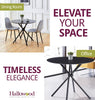 Small Dining Table, Round Black Wooden Effect Top Kitchen Table with Metal Legs