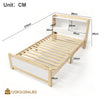 3ft Single Bed Solid Wooden Bed Frame with Storage Headboard for Kids Teenagers